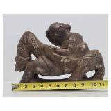 Outstanding Early Ancient Carved Stone Equestrian Figure