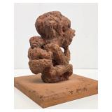 Authentic Ancient Figural Sculpture of Seated Figure Carrying a Child