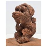 Authentic Ancient Figural Sculpture of Seated Figure Carrying a Child