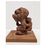 Authentic Ancient Figural Sculpture of Seated Figure Carrying a Child