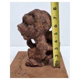 Authentic Ancient Figural Sculpture of Seated Figure Carrying a Child