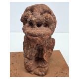 Authentic Ancient Figural Sculpture of Seated Figure Carrying a Child