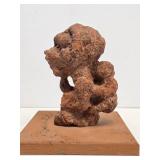 Authentic Ancient Figural Sculpture of Seated Figure Carrying a Child