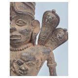 Early Cast Bronze Deity Figure Adorned by 4 Cobra Snakes and Faces in It