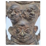 Early Cast Bronze Deity Figure Adorned by 4 Cobra Snakes and Faces in It