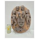 Wonderful Large Relief Carved Yoruba Mask w/Figures & Animals
