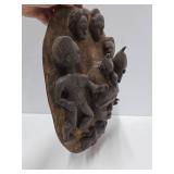 Wonderful Large Relief Carved Yoruba Mask w/Figures & Animals