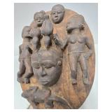 Wonderful Large Relief Carved Yoruba Mask w/Figures & Animals