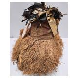 Woven Fiber & Raffia Binji Ceremonial Initiation Bird Mask