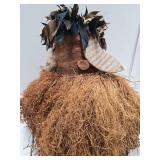 Woven Fiber & Raffia Binji Ceremonial Initiation Bird Mask