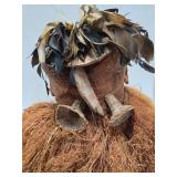 Woven Fiber & Raffia Binji Ceremonial Initiation Bird Mask