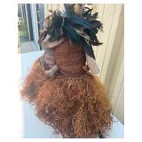 Woven Fiber & Raffia Binji Ceremonial Initiation Bird Mask
