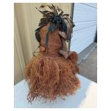 Woven Fiber & Raffia Binji Ceremonial Initiation Bird Mask