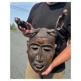 Impressive Old Heavy Solid Bronze West African Bamileke Mask