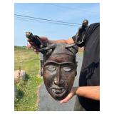 Impressive Old Heavy Solid Bronze West African Bamileke Mask
