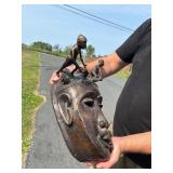 Impressive Old Heavy Solid Bronze West African Bamileke Mask