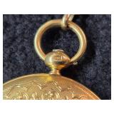 J.C. Rosslot Chaux De Fonds - Carrie W. Kellogg (June 2 1863) Watch: 59 grams, Chain: 17-grams 44mm Case 18K Gold Fully Ruby Jeweled Pocket Watch with Chiming Mechanism and Lovely Gold Chain