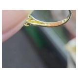 3.9-grams (total) 14K Gold Ring with Gemstones (possible Emerald and small Diamonds)