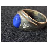 7-grams (total) 14k White Gold Ring with Gemstones (possible Sapphire and small Diamonds)