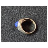 7-grams (total) 14k White Gold Ring with Gemstones (possible Sapphire and small Diamonds)