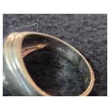 7-grams (total) 14k White Gold Ring with Gemstones (possible Sapphire and small Diamonds)