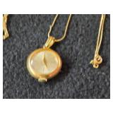 6-grams (total) 14K Gold - Lot of (2) Necklaces with Sphere Pendant Clock 22' and 24'