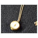 6-grams (total) 14K Gold - Lot of (2) Necklaces with Sphere Pendant Clock 22' and 24'