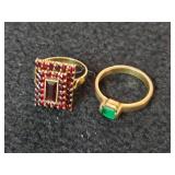 9.4-grams (total) 585 Gold - Lot of (2) Gemstone Rings