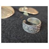 28.5-grams (total) 830 Silver Clip-on Earrings + Ring
