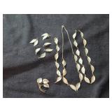 Vintage 77.3-grams (total) Norwegian Sterling Silver with White Guilloche Enamel (1) Bracelet + (2) Necklaces + (3 sets) Clip-on Earrings + (1) Pin