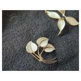 Vintage 77.3-grams (total) Norwegian Sterling Silver with White Guilloche Enamel (1) Bracelet + (2) Necklaces + (3 sets) Clip-on Earrings + (1) Pin