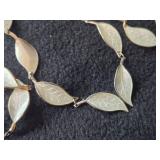Vintage 77.3-grams (total) Norwegian Sterling Silver with White Guilloche Enamel (1) Bracelet + (2) Necklaces + (3 sets) Clip-on Earrings + (1) Pin