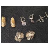 22.2-grams (total) 925 Sterling Silver - Lot of (4 Sets) Clip-on Earrings