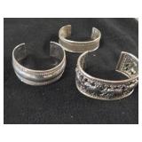 121.4-grams (total) Sterling Silver - Lot of (3) Cuff Bracelets
