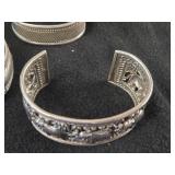 121.4-grams (total) Sterling Silver - Lot of (3) Cuff Bracelets