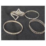 89.9-grams (total) Sterling Silver - Lot of (4) Bangle Bracelets
