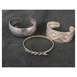 53.9-grams (total) Sterling Silver Cuff Bracelets (x2) + Bangle Bracelet (x1)