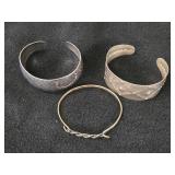 53.9-grams (total) Sterling Silver Cuff Bracelets (x2) + Bangle Bracelet (x1)