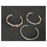 89.7-grams (total) Sterling Silver - Lot of (3) Bangle Bracelets