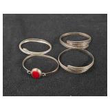 88.8-grams (total) Sterling Silver Cuff Bracelets (x3) + Bangle Bracelet (x1)