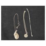 38.4-grams (total) Sterling Silver Locket with Chain + Pendant Necklaces (x2)