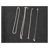 36.6-grams (total) Sterling Silver Pendant Necklaces (x2) + Necklaces (x2)