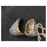 77.5-grams Sterling Silver Victorian Era Heart Locket Necklace / Vinaigrette / Hvervandsaeg 34'