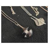48-grams (total) Sterling Silver - Lot of (3) Pendant Necklaces
