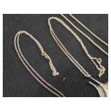 48-grams (total) Sterling Silver - Lot of (3) Pendant Necklaces