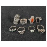 37.6-grams (total) Sterling Silver - Lot of (8) Rings