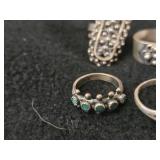37.6-grams (total) Sterling Silver - Lot of (8) Rings