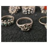 37.6-grams (total) Sterling Silver - Lot of (8) Rings