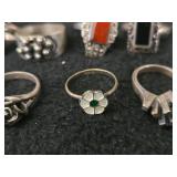 37.6-grams (total) Sterling Silver - Lot of (8) Rings