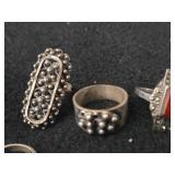 37.6-grams (total) Sterling Silver - Lot of (8) Rings
